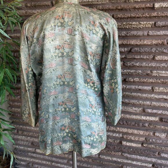 Vintage 40’s  Lai Fong Honolulu Chinese Green Brocade Jacket - Picture 7 of 11